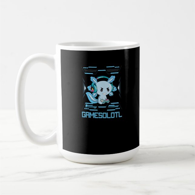 Gamesolotl Gamer Axolotl Anime Fish Playing Games Coffee Mug (Left)
