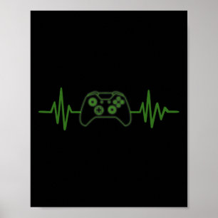 Gaming 365 Gamer Heartbeat Tee For Video Game Play Poster