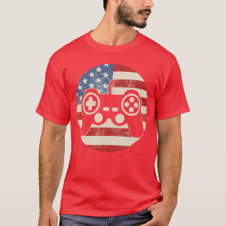 Gaming 4th of July Game Controller Flag American V T-Shirt