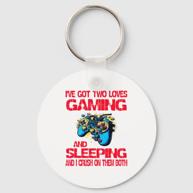 Gaming And Sleeng Gamer Valentines Day Boys Kids  Keychain (Front)