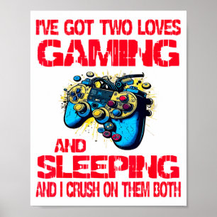 Gaming And Sleeng Gamer Valentines Day Boys Kids Poster