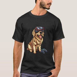 Gaming Animals- Golden Retriever Playing Console V T-Shirt