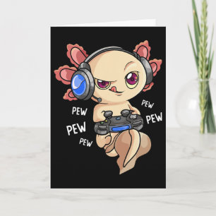 Gaming Axolotl Shirt Kids Boys Gamers - Kawaii Vid Card
