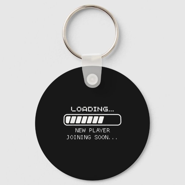 Gaming Baby Announcement, Loading New Player Joini Keychain (Front)