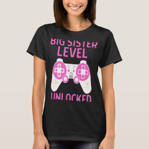 Gaming Big Sister Level Unlocked Pink or Blue Gend T-Shirt
