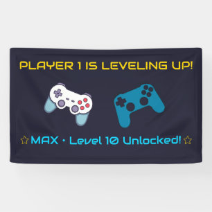 Gaming Birthday Banner   Player 1 Is Levelling Up