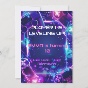 Gaming Birthday Invitation Girl - Editable