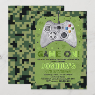 Gaming Birthday Invitation Video Game Birthday