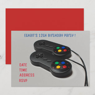 Gaming boys gamer birthday party invitation