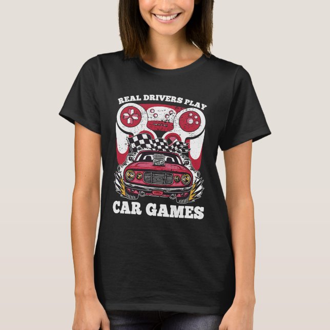 Gaming Car Racing Gamer Video Game Controller Boys T-Shirt (Front)