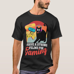 Gaming cat feline video game gamers men women kid T-Shirt