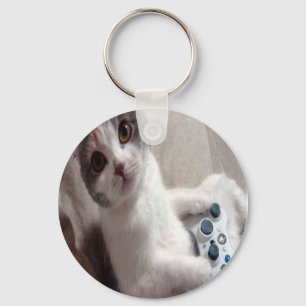 Gaming Cat Keychain