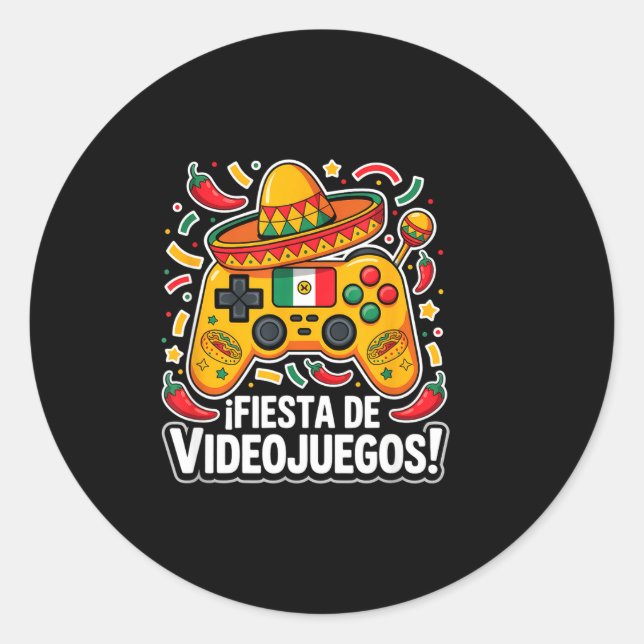Gaming cinco de mayo baske  classic round sticker (Front)