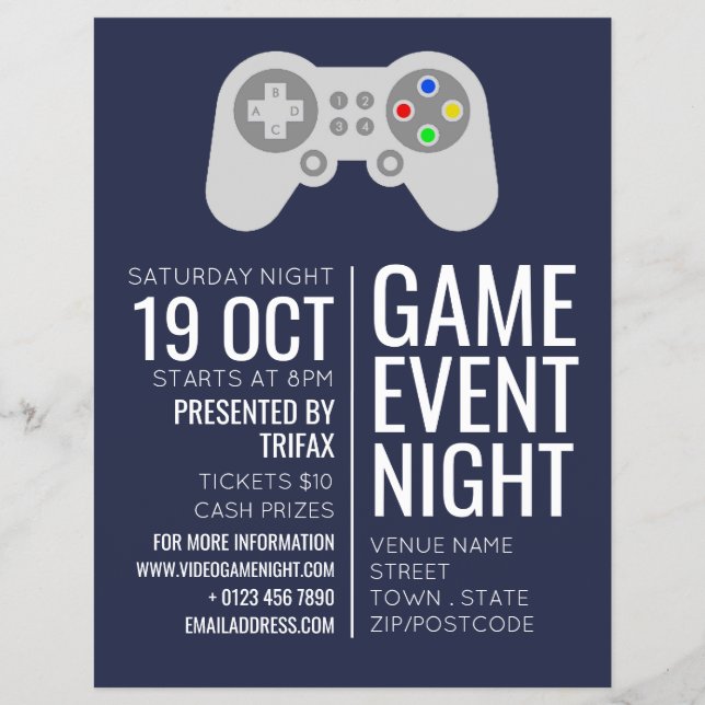 Gaming Controller, Video Gamer Event Advertising Flyer (Front)