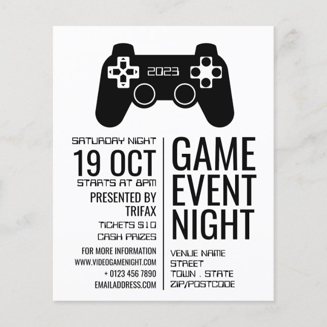 Gaming Controller, Video Gamer Event Advertising Flyer (Front)