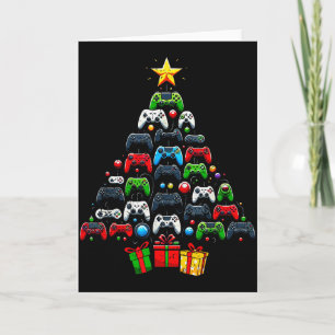 Gaming Controllers Christmas Tree Funny Gamer Boys Card