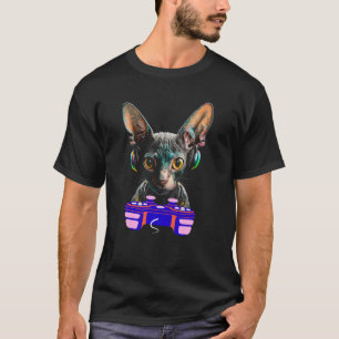 Gaming Cornish Rex Cat Player Animal Video Gamer M T-Shirt