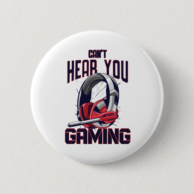 Gaming design with headset 2 inch round button (Front)