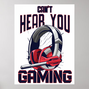 Gaming design with headset poster