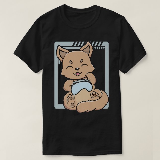 Gaming Dingo Playing Video Game Lover Cute Chibi A T-Shirt (Design Front)