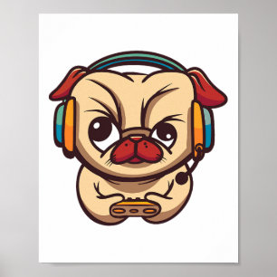 Gaming Dog Video Game Pc Computer Video Game  Poster