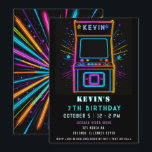 Gaming Fun Neon Glow Arcade Birthday Invitation<br><div class="desc">Level up your celebration with our Arcade Birthday Party Invitation! Featuring a fun, retro gaming theme, this customizable invitation is perfect for an action-packed arcade party. Personalize with your event details and get ready to invite guests for a day of gaming and excitement. Ideal for kids, teens, and arcade lovers...</div>