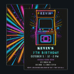 Gaming Fun Neon Glow Arcade Birthday Invitation<br><div class="desc">Level up your celebration with our Arcade Birthday Party Invitation! Featuring a fun, retro gaming theme, this customizable invitation is perfect for an action-packed arcade party. Personalize with your event details and get ready to invite guests for a day of gaming and excitement. Ideal for kids, teens, and arcade lovers...</div>