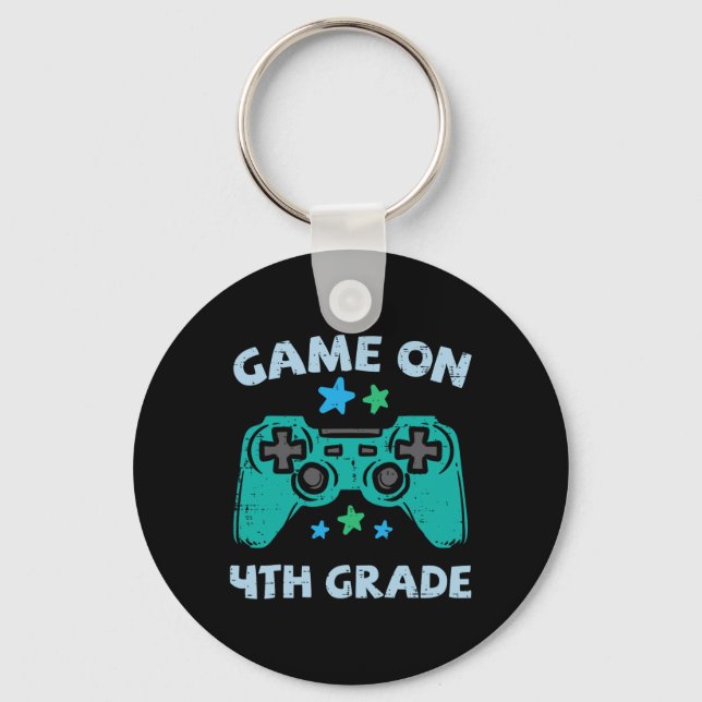 Gaming Game On 4th Grade Fourth First Day School G Keychain (Front)