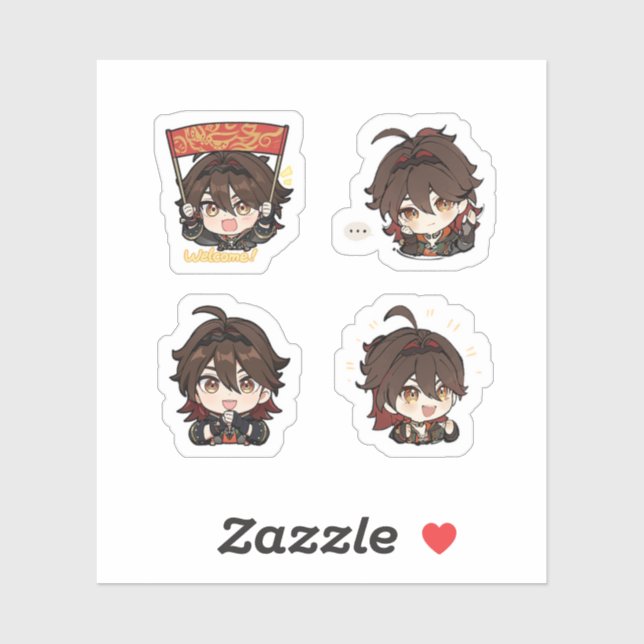 Gaming Genshin Impact 4 Pack Sticker Sheet (Sheet)