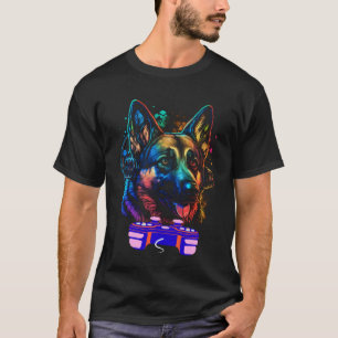 Gaming German Shepherd Dog Player Video Gamer Men T-Shirt