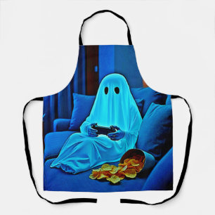 Gaming Ghost Cozy Night In Design Apron