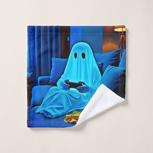 Gaming Ghost Cozy Night In Design Bath Towel Set (Wash Cloth)