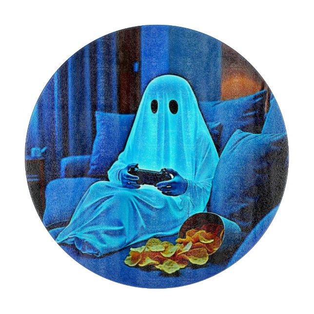 Gaming Ghost Cozy Night In Design Cutting Board (Front)