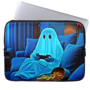 Gaming Ghost Cozy Night In Design Laptop Sleeve