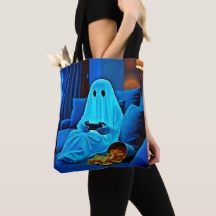Gaming Ghost Cozy Night In Design Tote Bag
