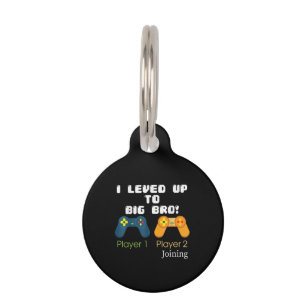 Gaming Gift I Level Up To Big Bro Brother Present Pet Tag