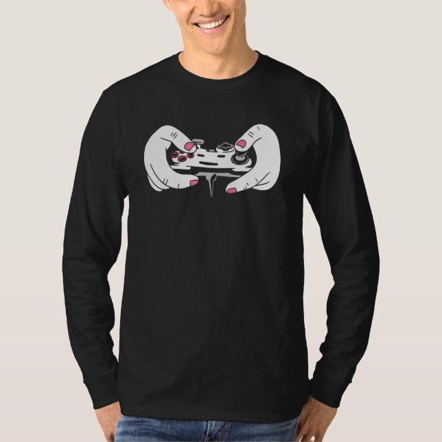 Gaming Girl Controller Console Player Cool Gamer T-Shirt (Front)