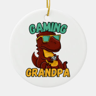  Gaming Grandpa Ceramic Ornament