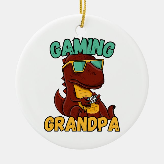  Gaming Grandpa Ceramic Ornament (Front)