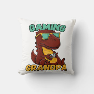 Gaming Grandpa Throw Pillow