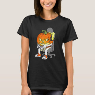 Gaming Halloween Jack O Lantern Gamer Boys Kids T-Shirt