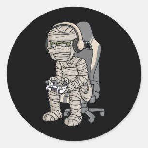 Gaming Halloween Mummy Gamer Scary Boys Kids  Classic Round Sticker