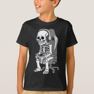 Gaming Halloween Skeleton Scary Gamer Boys Kids T-Shirt