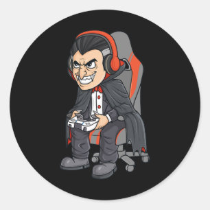 Gaming Halloween Vampire Scary Gamer Boys Kids  Classic Round Sticker