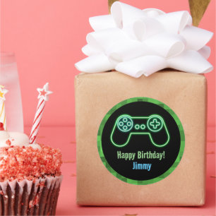 Gaming Happy Birthday  Classic Round Sticker