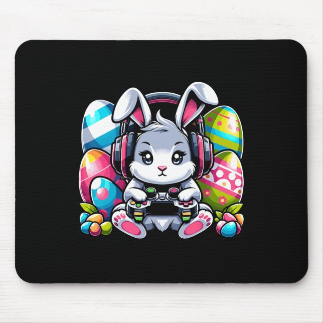 Gaming Happy Easter Day Bunny Egg Funny Boys Kids  Mouse Pad (Front)