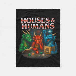 Gaming Houses And Humans Funny Game Rpg Gamer Men Fleece Blanket