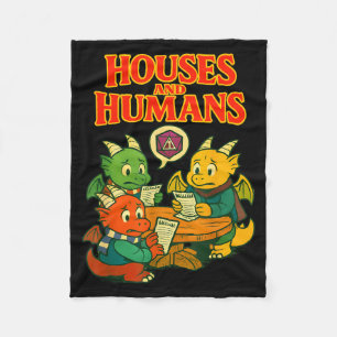 Gaming Houses And Humans Funny Rpg Gamer Men Boys Fleece Blanket