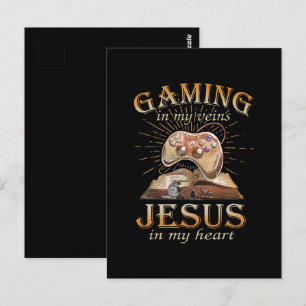 Gaming In My Veins Jesus In My Heart Postcard