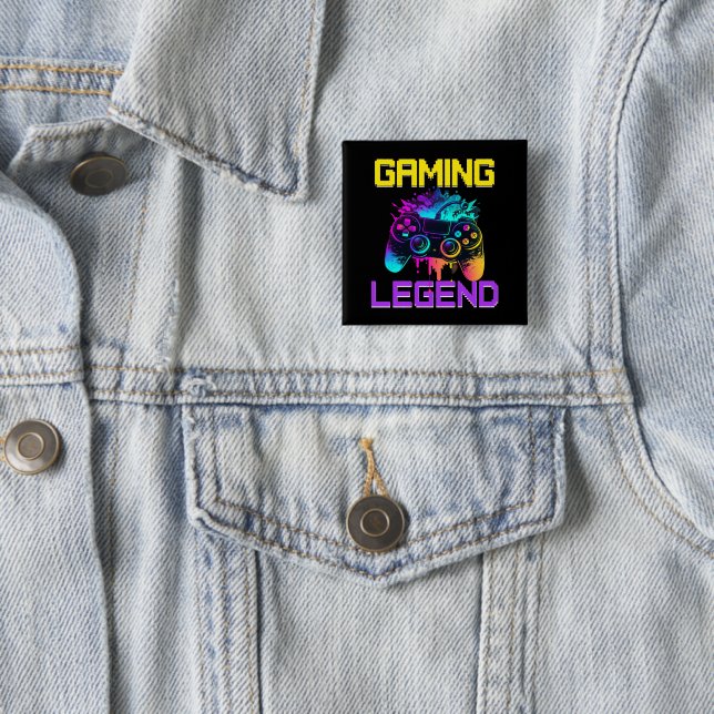 Gaming Legend 2 Inch Square Button (In Situ)